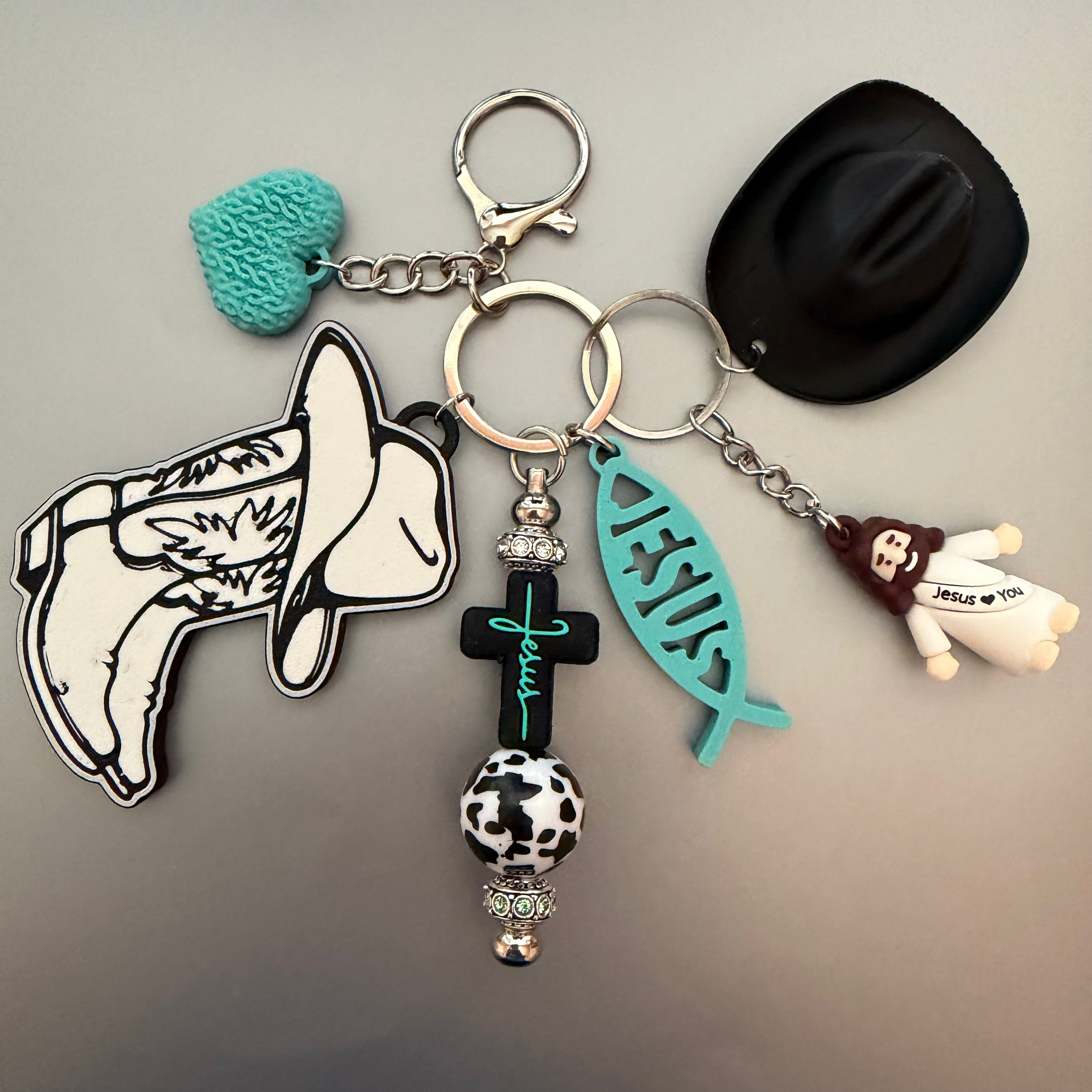 Western Jesus Keychain Set
